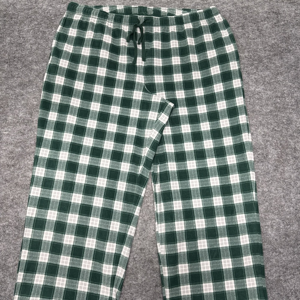 NEW Charter Club fleece pajama bottoms women's XXL green check festive pockets